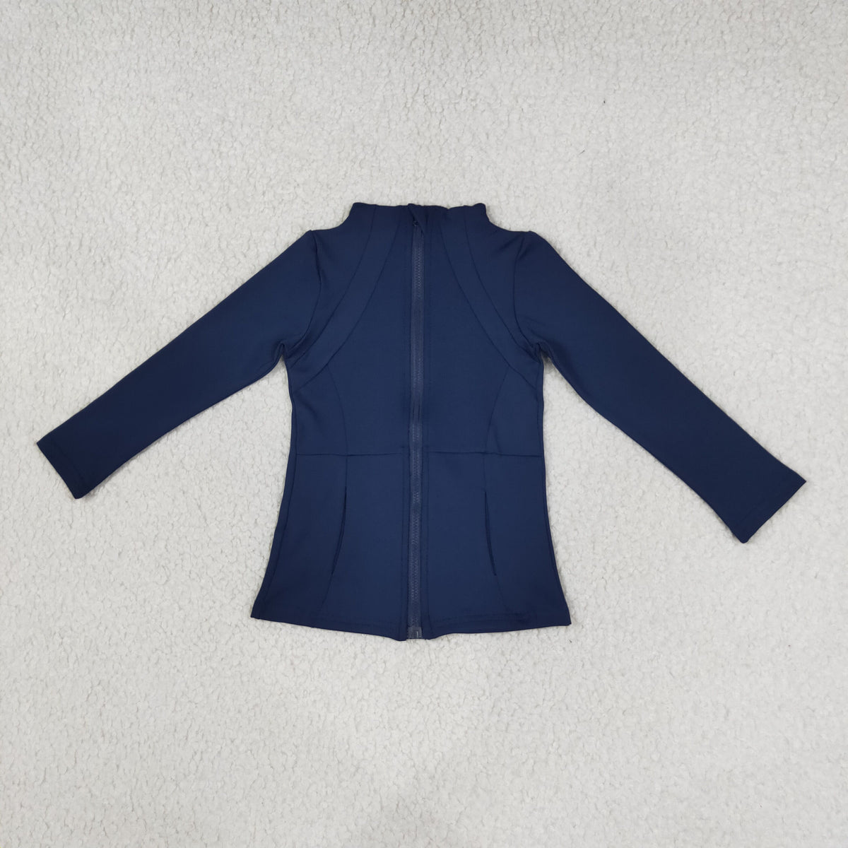 RTS NO MOQ yoga GT0677 Baby Girls Navy Long Sleeve Zip Pockets Yoga Active Jackets Top