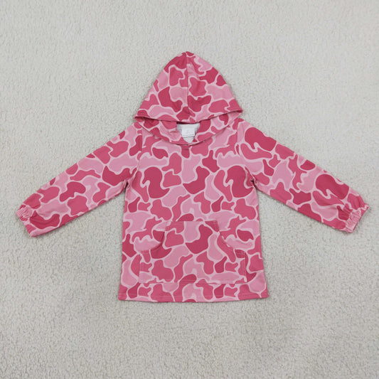 NEW RTS NO MOQ milk silk GT0866 Baby Girls Long Sleeve Pink Camo Hoodies Tops