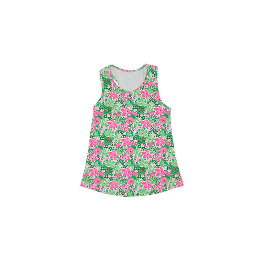 4.4GT1015 Green flower short-sleeved top