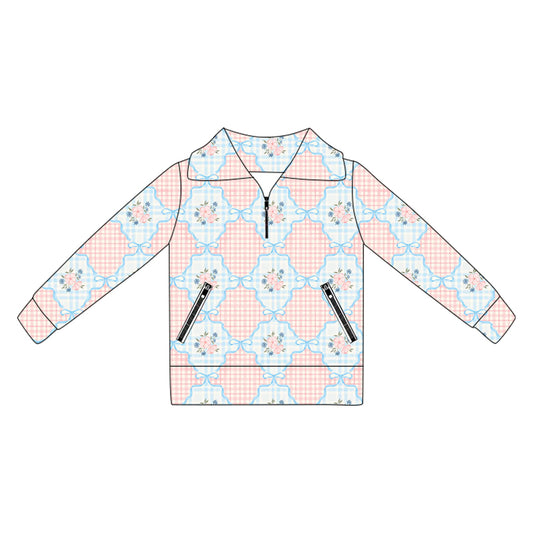 6.2GT1062 Plaid long-sleeved floral yoga top