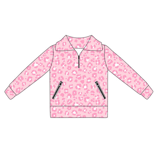 6.2GT1070 Pink Leopard Print Long Sleeve Yoga Top