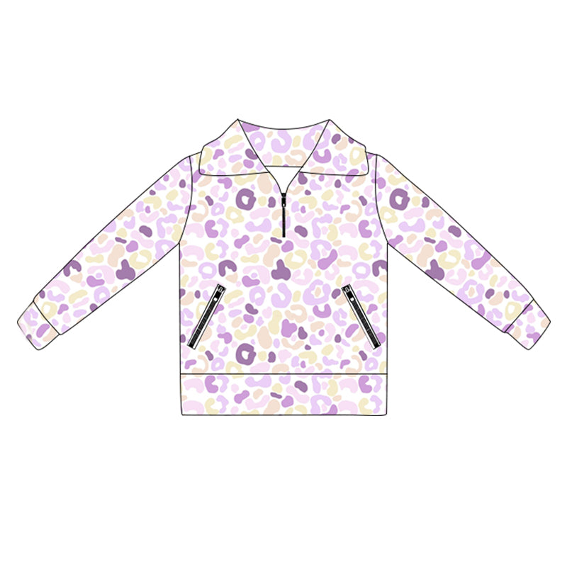 6.2GT1073 Purple Leopard Print Long Sleeve Yoga Top