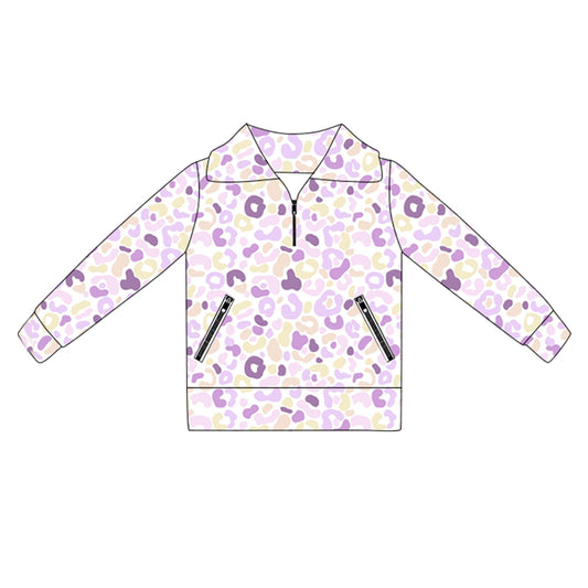 6.2GT1073 Purple Leopard Print Long Sleeve Yoga Top