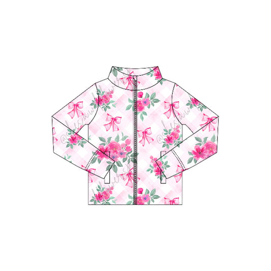 6.6GT1081 Rose Bow Zipper Long Sleeve Top