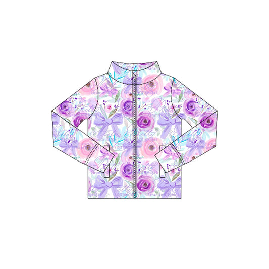 6.6GT1083 Purple Rose Zipper Long Sleeve Top