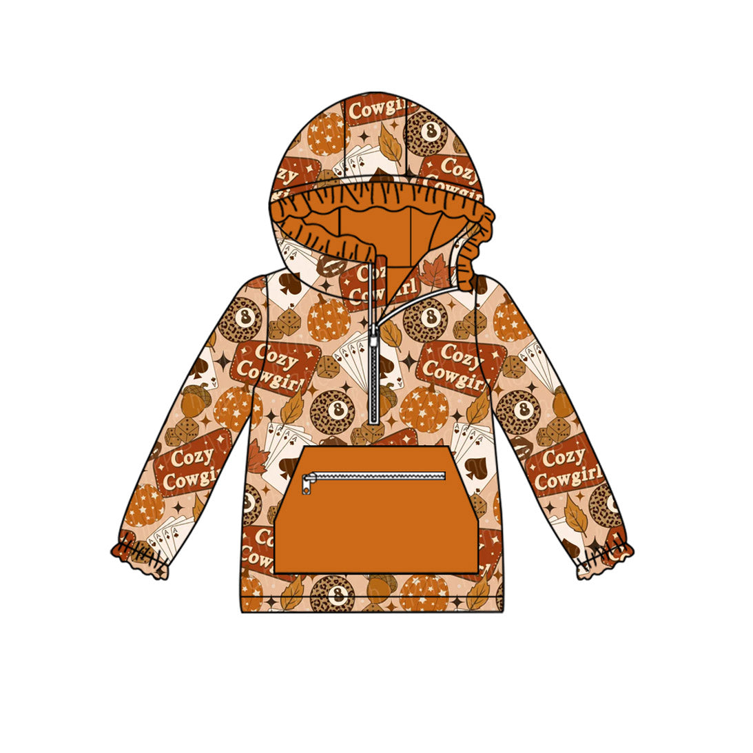 7.26GT1120 Autumn Biscuit Hooded Long Sleeve Top