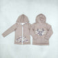 NEW RTS NO MOQ milk silk GT1144 Baby Girls Khaki Camo Deer Pocket Zip Hoodie Jackets Top