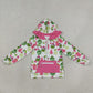 NEW RTS NO MOQ milk silk GT1164 Cute Clothes Baby Girls Gift Print Pocket Zipper Up Christmas Hoodie