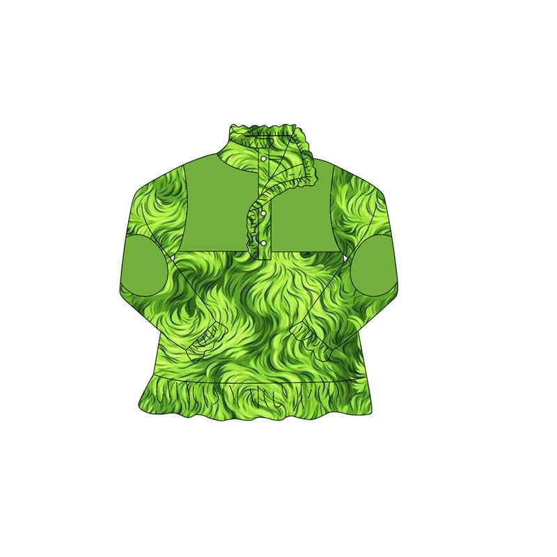 X913 GT1168grinch zippered long-sleeved top