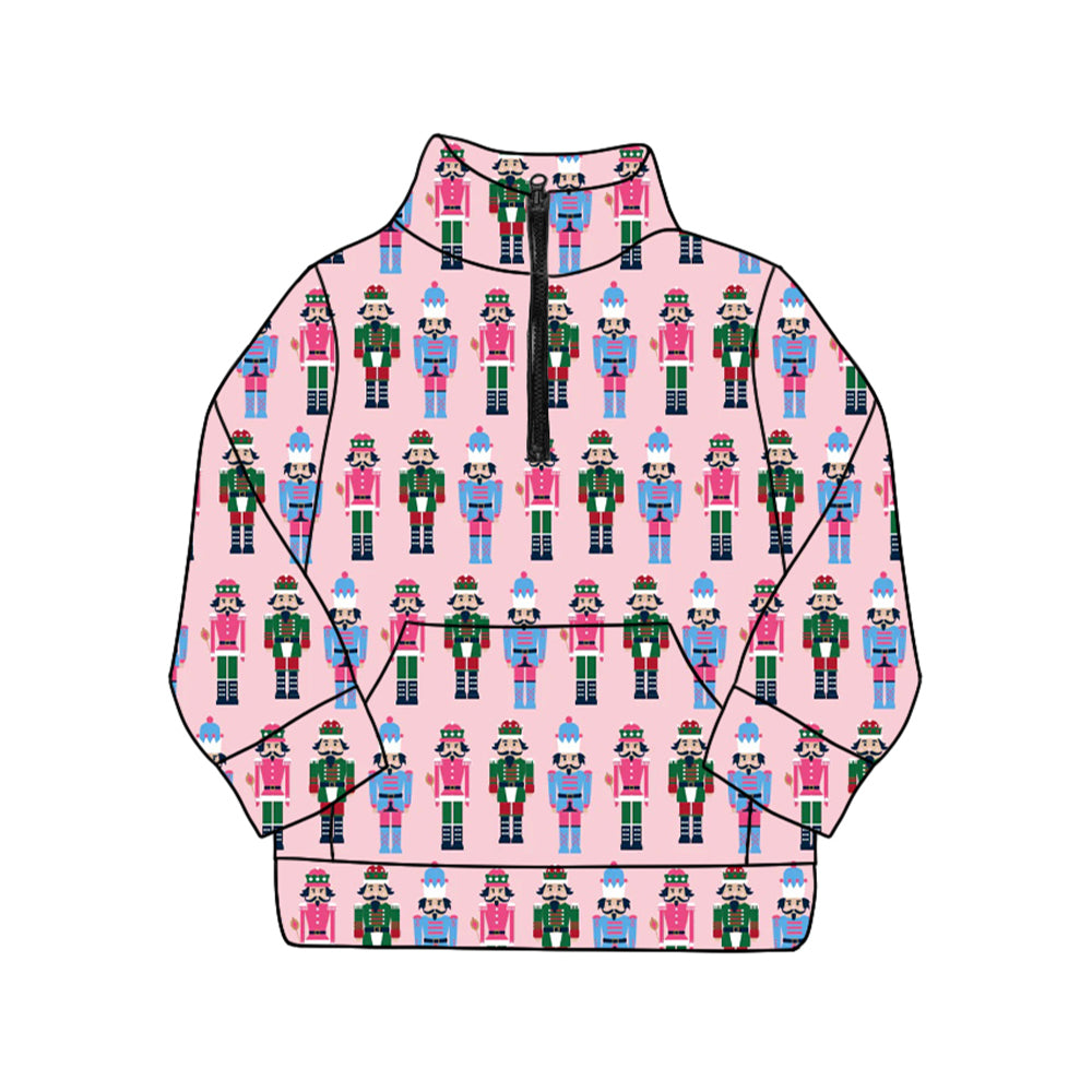 X913 GT1172 Pink Cartoon Christmas Zipper Top