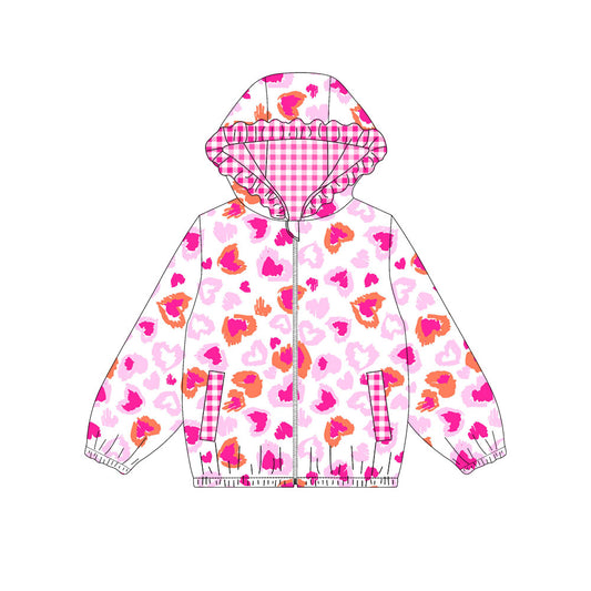 X905 GT1219 Pink Leopard Print Heart Hooded Top