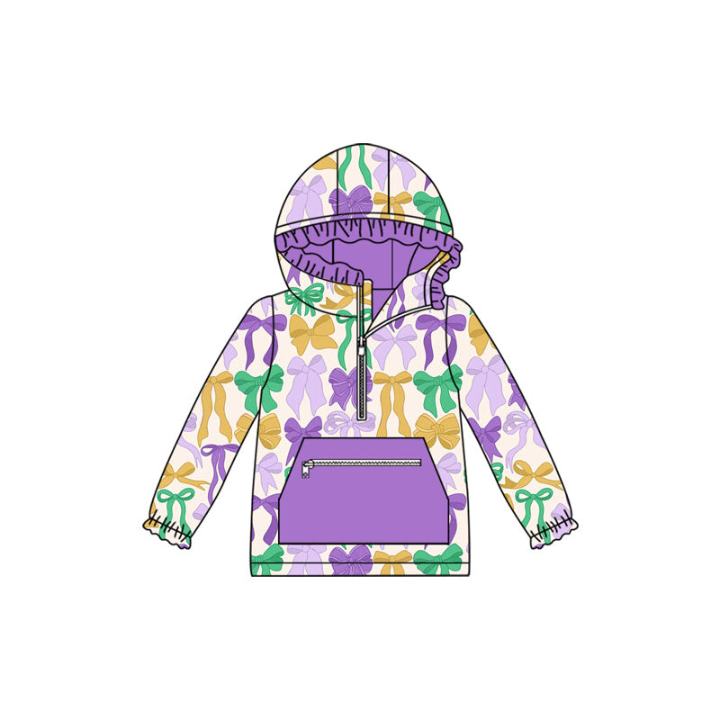 X905 GT1222 Purple Bow Hooded Top