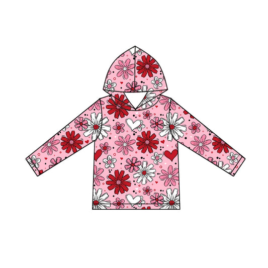 X924 GT1239 Flower Hooded Long-Sleeved Top