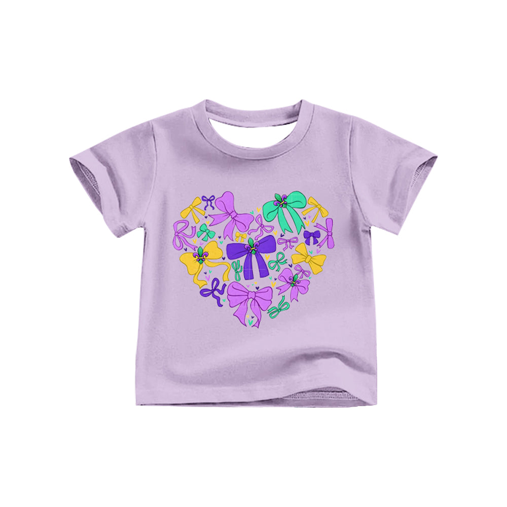X929 GT1255 Purple Bow Short-Sleeved Top