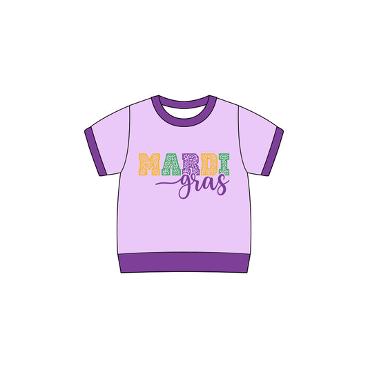 X929 GT1257 Purple Lettering Short-Sleeved Top