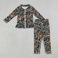 GLP2992 Baby Girls Dark Brown Camo Ruffle Zip Jacket Leggings Yoga Active Clothes Sets
