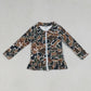 4.1 GT1315 Baby Girls Southern Dark Brown Camo Yoga Active Zip Ruffle Jackets Top