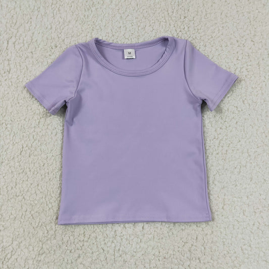 RTS NO MOQ Yoga GT1628 Baby Girls Lavender Short Sleeve Yoga Active T-shirts Top