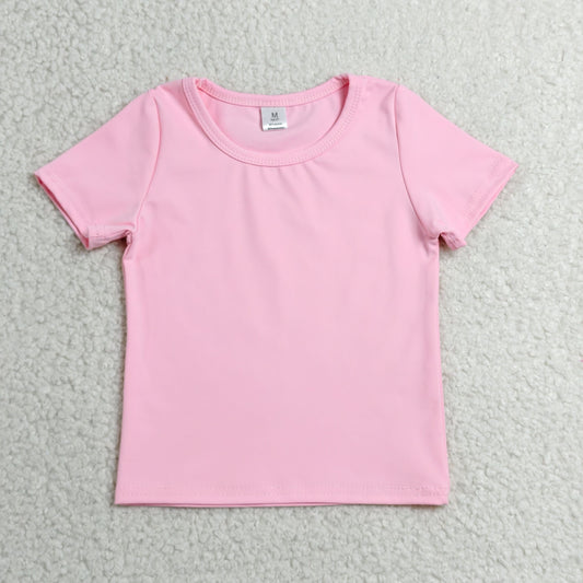 RTS NO MOQ Yoga GT1630 Baby Girls Light Pink Short Sleeve Yoga Active T-shirts Top
