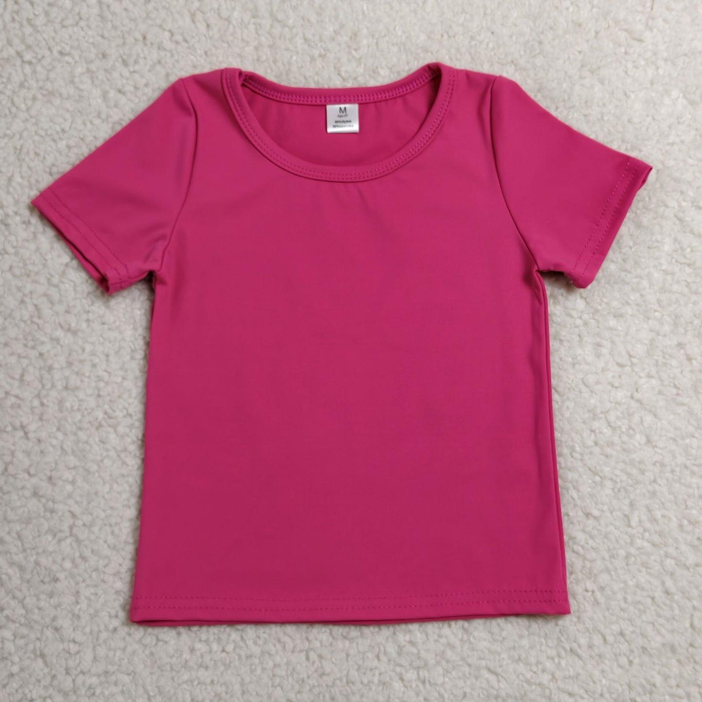 RTS NO MOQ Yoga GT1633 Baby Girls Hot Pink Short Sleeve Yoga Active T-shirts Top