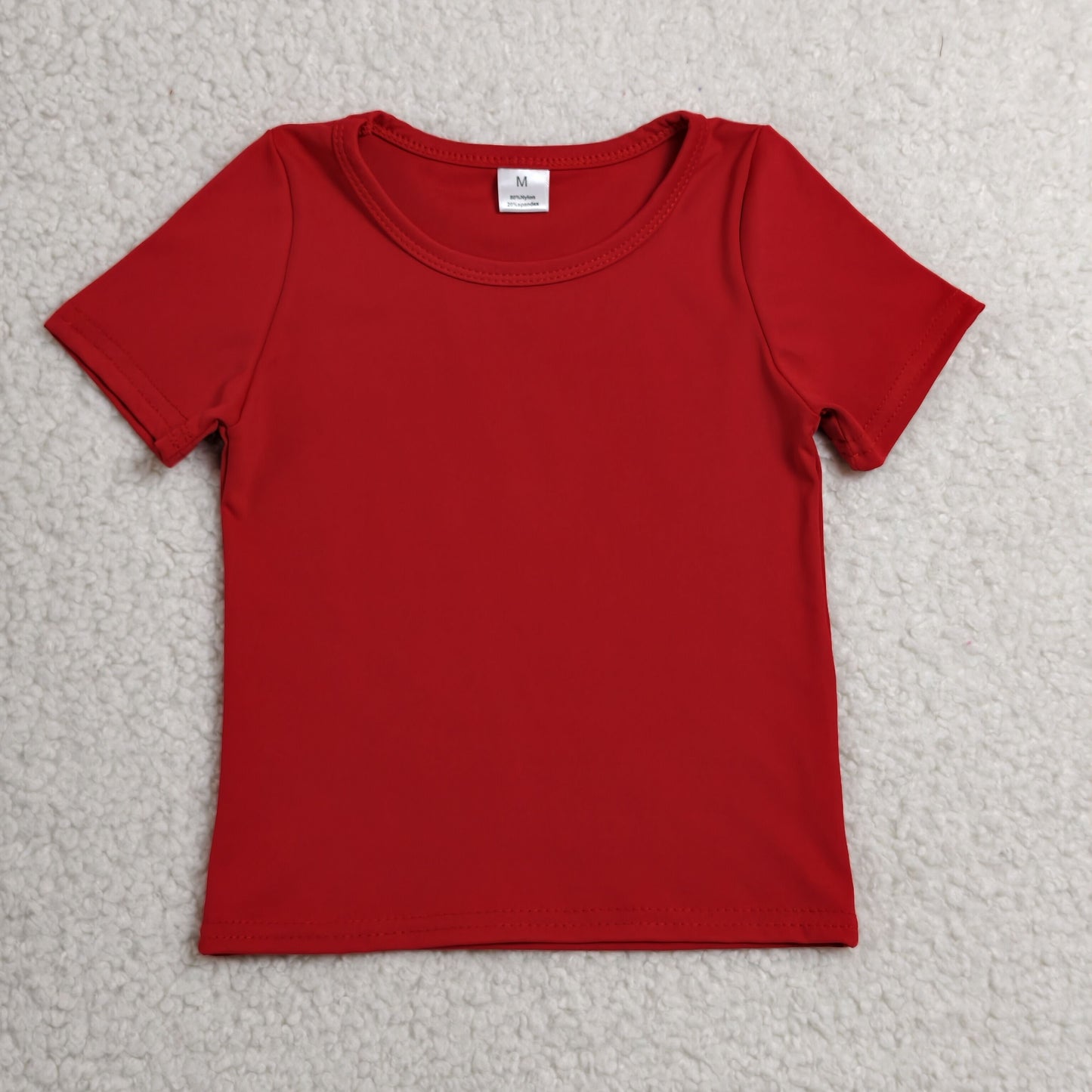 RTS NO MOQ Yoga GT1634 Baby Girls Red Short Sleeve Yoga Active T-shirts Top