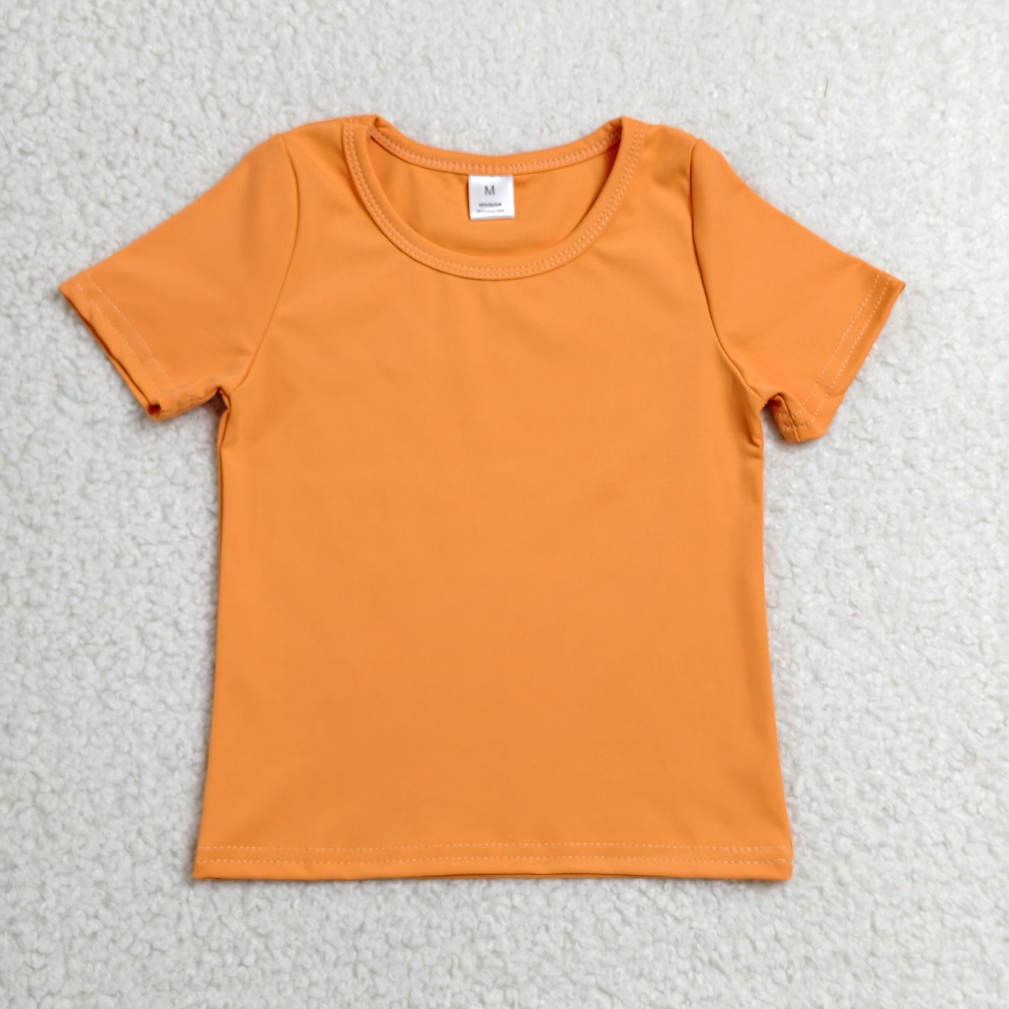 RTS NO MOQ Yoga GT1635 Baby Girls Orange Short Sleeve Yoga Active T-shirts Top