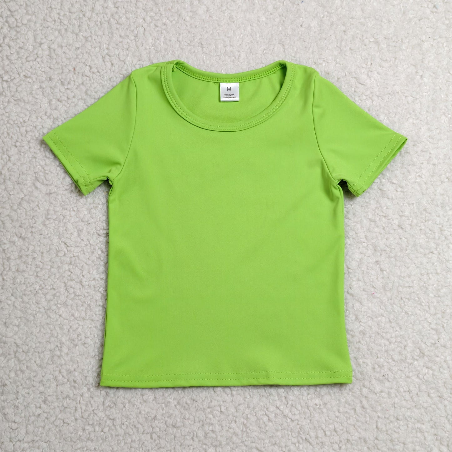 RTS NO MOQ Yoga GT1636 Baby Girls Green Short Sleeve Yoga Active T-shirts Top