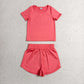 RTS NO MOQ Yoga GT1641+SS0908 Baby Girls Watermelon Red Yoga Active Sport Shorts SET