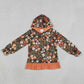 NEW RTS NO MOQ milk silk GT1644 Baby Girls Flower Print Ruffle Cuff Hooded Sweatshirt Casual Top