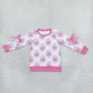 NEW RTS NO MOQ milk silk GT1657 Baby Girls Long Sleeve Pink Bows Pumpkins Checked Print Fall Casual T‑shirt Top