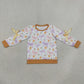 NEW RTS NO MOQ milk silk GT1658 Baby Girls Long Sleeve Colorful Stripe Bows Pumpkins Fall T-shirt Top