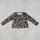 NEW RTS NO MOQ milk silk GLD1615( GT1686+GLK0298) Baby Girls Long Sleeve Southern Olive Wood Camo Scallop T-shirts Top Set