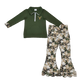 RTS NO MOQ Sibling milk silk Baby Boys Long Sleeve Camo Zip Pullover Pockets Jogger Hunting Clothes Sets