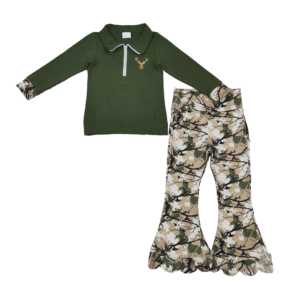 RTS NO MOQ Sibling milk silk Baby Boys Long Sleeve Camo Zip Pullover Pockets Jogger Hunting Clothes Sets