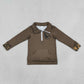 NEW RTS NO MOQ milk silk GT1698 Baby Girls Hunting Olive Green Duck Print Long Sleeve Zip Pocket Pullover