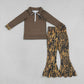 NEW RTS NO MOQ milk silk GT1698+P1039 Baby Girls Southern Leaves Camo Scallop Bell Bottom Pants