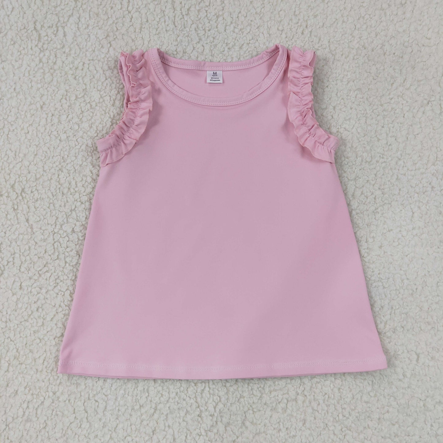 NEW RTS NO MOQ cotton GT1701 Baby Girls Light Pink Cotton Sleeveless Tunic Shirt Casual Summer Top