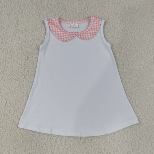 NEW RTS NO MOQ milk silk GT1706 Baby Boys Pink Check Print Collared Sleeveless T Shirt Casual Top