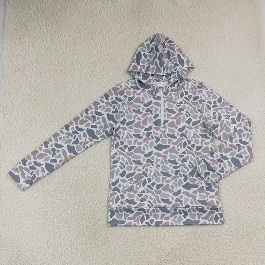 NEW RTS NO MOQ milk silk GT1708 Adult Women Camo Long Sleeve Full Zip Hoodies With Pockets Hunting Casual Tops