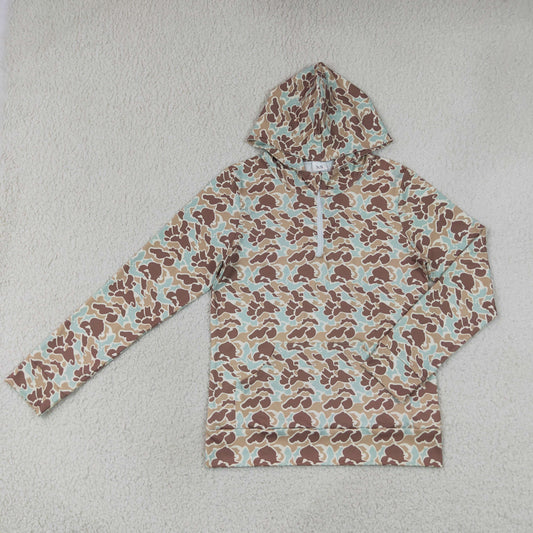 NEW RTS NO MOQ milk silk GT1709 Adult Women Camo Long Sleeve Zip Hoodie With Pockets