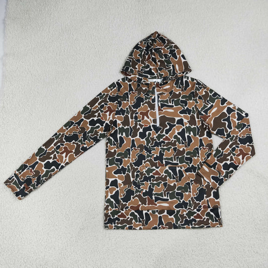 NEW RTS NO MOQ milk silk GT1710 Adult Women Camo Zip Pocket Hoodies Casual Tops