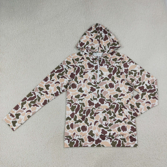 NEW RTS NO MOQ milk silk GT1711 Adult Women Camo Zip Front Long Sleeve Hoodie With Pockets
