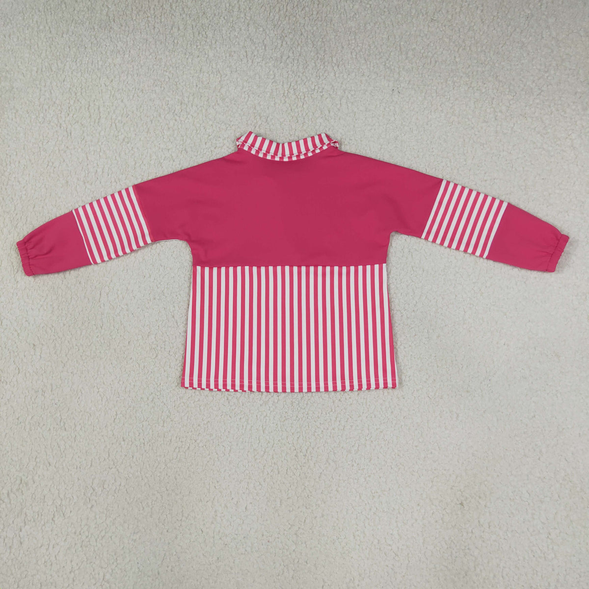 RTS NO MOQ yoga GT1715 Baby Girls Long Sleeve Pink Stripe Yoga Active Zip Pullovers Top