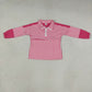 RTS NO MOQ yoga GT1715 Baby Girls Long Sleeve Pink Stripe Yoga Active Zip Pullovers Top