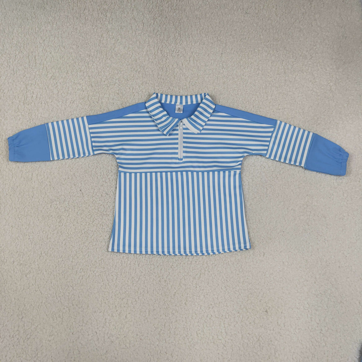 NEW RTS NO MOQ Yoga GT1716 Baby Girls Blue Stripe Yoga Active Zip Pullovers Tops