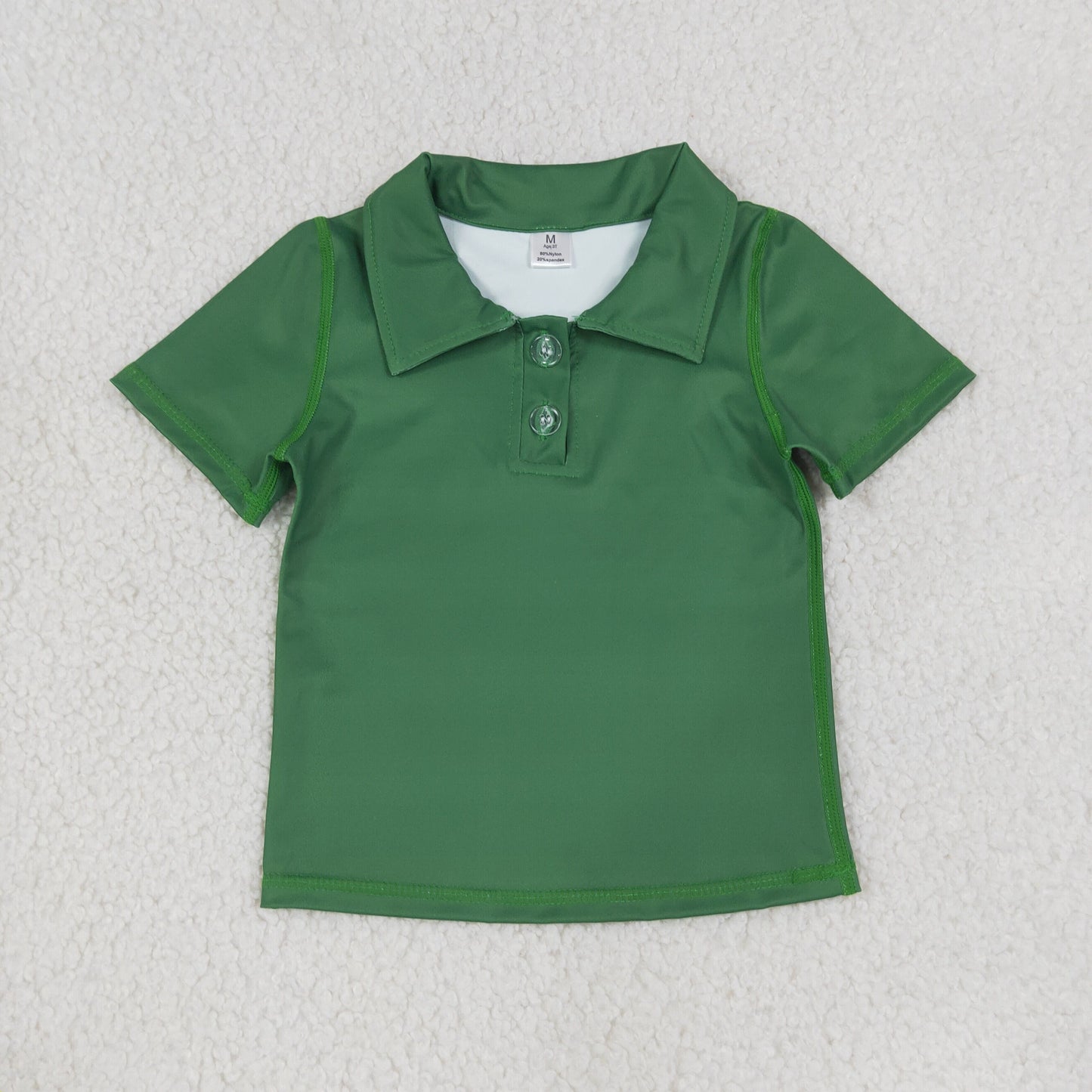 NEW RTS NO MOQ yoga fabric cotton GT1727 Yoga Baby Girls Green Short Sleeve Button Polo Yoga T Shirt Top