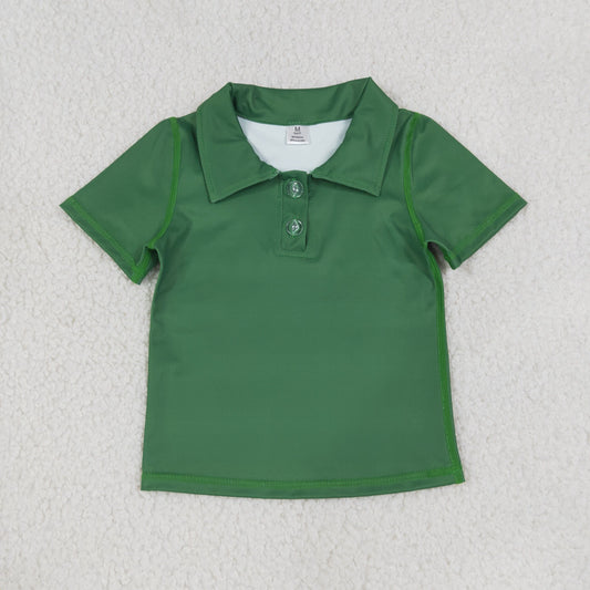 NEW RTS NO MOQ yoga fabric cotton GT1727 Yoga Baby Girls Green Short Sleeve Button Polo Yoga T Shirt Top