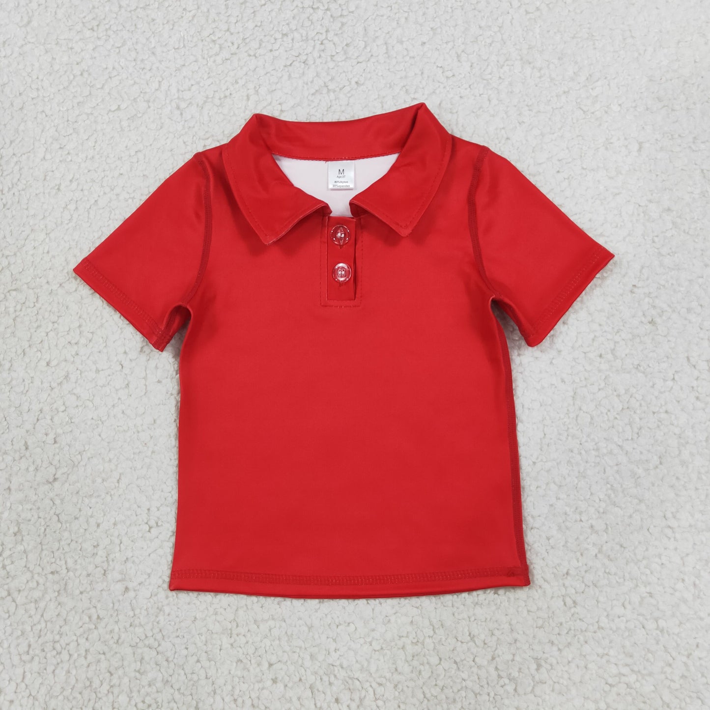 NEW RTS NO MOQ yoga fabric cotton GT1728 Yoga Baby Girls Red Short Sleeve Button Polo Yoga T Shirt Top