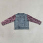 RTS NO MOQ milk silk GT1731 Baby Girls Denim Sequin Long Sleeve Cardigan Jackets