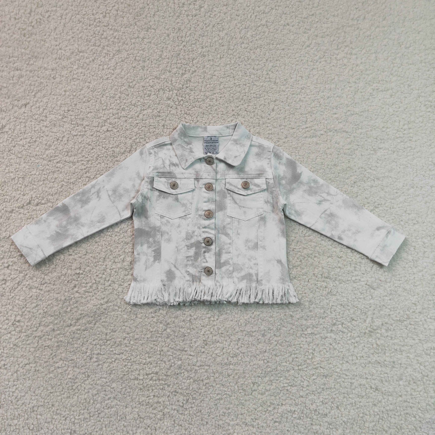 RTS NO MOQ milk silk GT1752 Baby Girls Long Sleeve Button Down Denim Jacket With Pockets